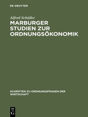 cover image of Marburger Studien zur Ordnungsökonomik